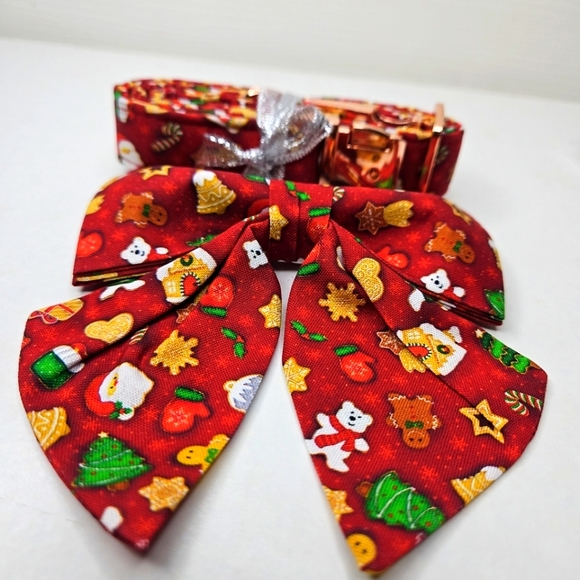 Aring Pet Dog Christmas Theme Cute Collar Collar With Bow Chic Petcore Size M - Picture 1 of 10